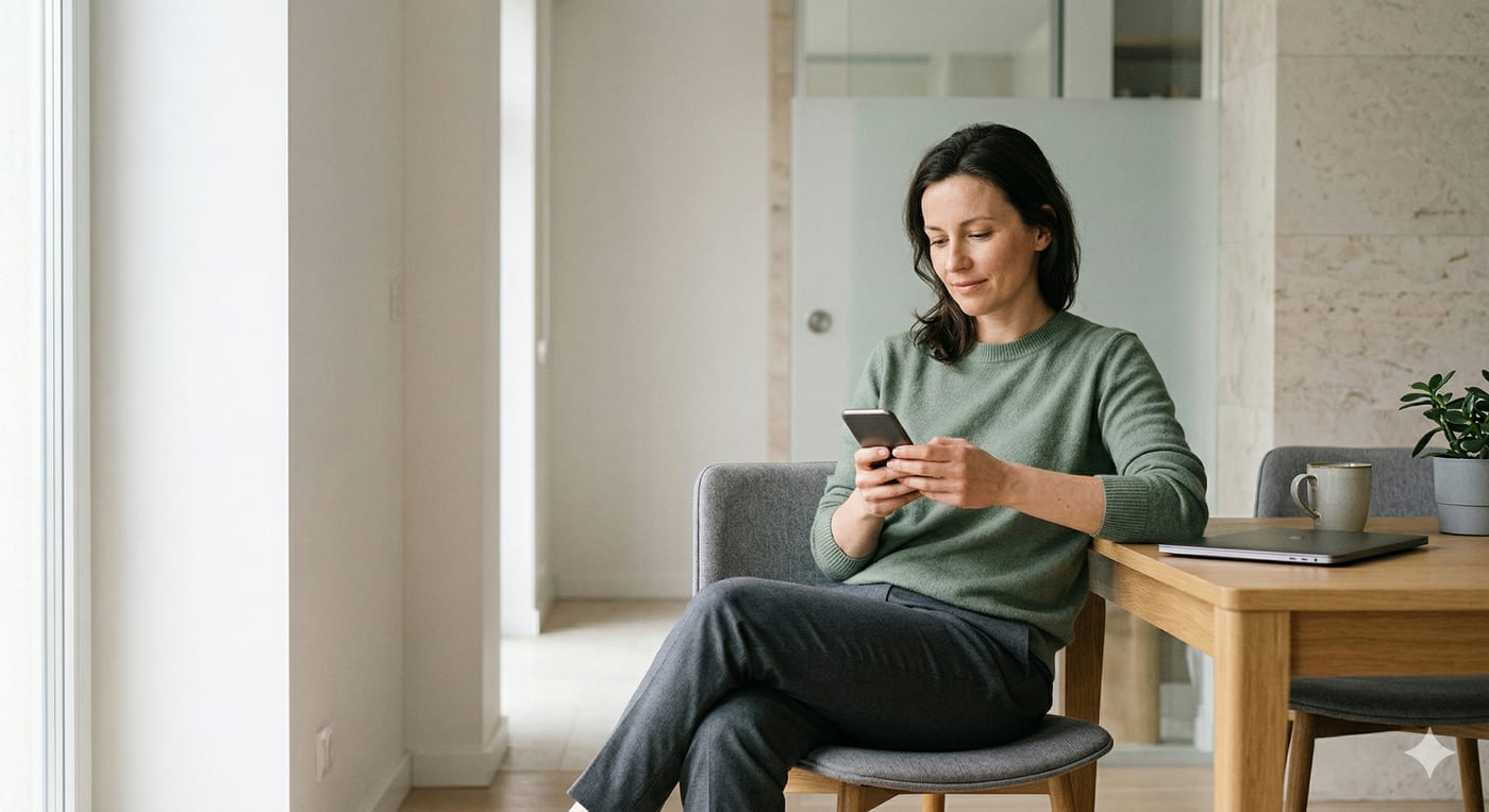 Kobieta podczas konsultacji lekarskiej online przez telefon